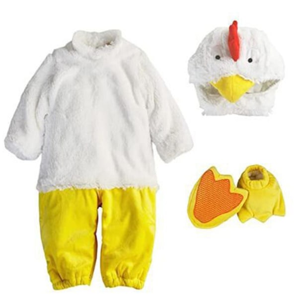 Kids Chick Costume Jumpsuit + Huvudbonader + Skor Set 3-6M