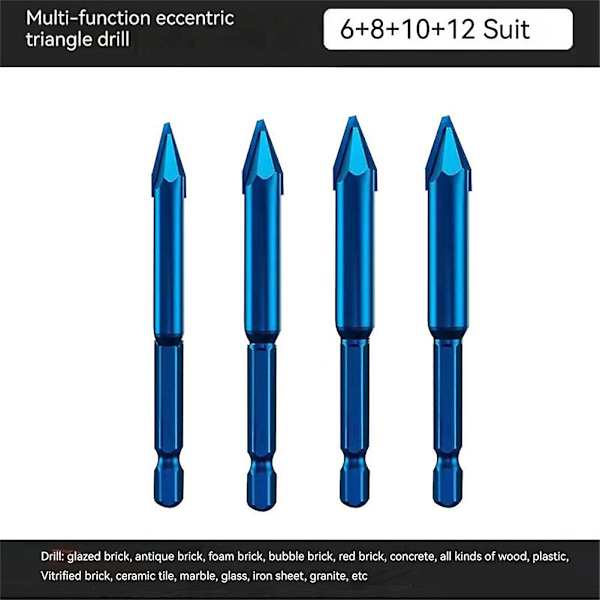 Special Snedig Spets Excentrisk Borrbitssats Borrar Betong Murverk Metall Glas~ 681012mm set blue