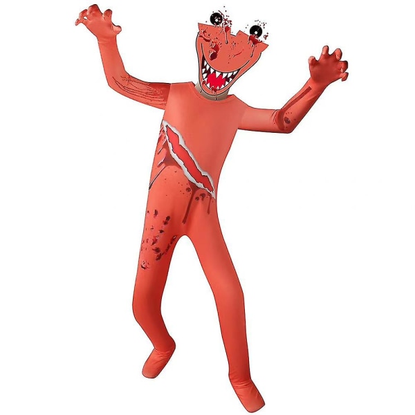 Rainbow Friends Cosplay Costume Jumpsuit Mask Halloween Set orange 120cm