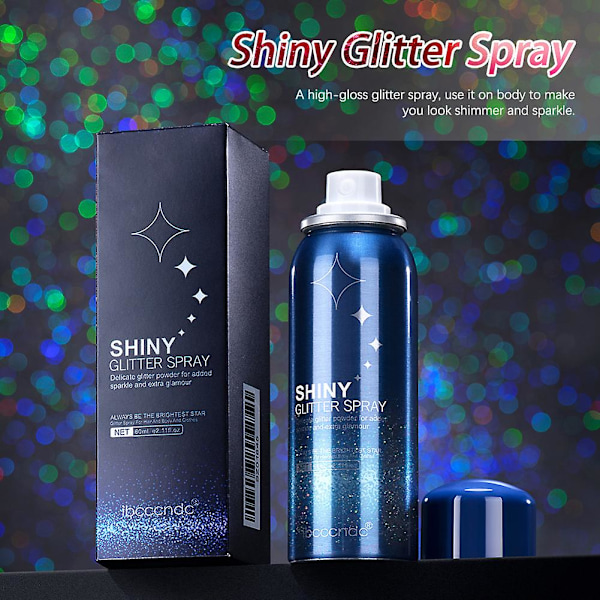 2 kpl 60 ml Hiusten ja Kehon Glitter-Suihke Yökerhojuhliin Kehon Tähti Glitter Lavameikki