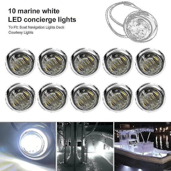 12v-dc 10kpl Led-merivalovene, vedenpitävä 3 Led-kansivalo 3/4&quot; pyöreä veneen sisänavigointivalo sininen white