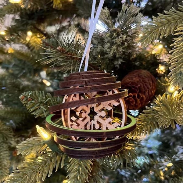 3D-kaksoiskierteiset lumihiutaleet, joulukuusen riipuskoriste, 3D-puinen kierteiset lumihiutale joulukuula joulukoriste -CHSZ 1pcs