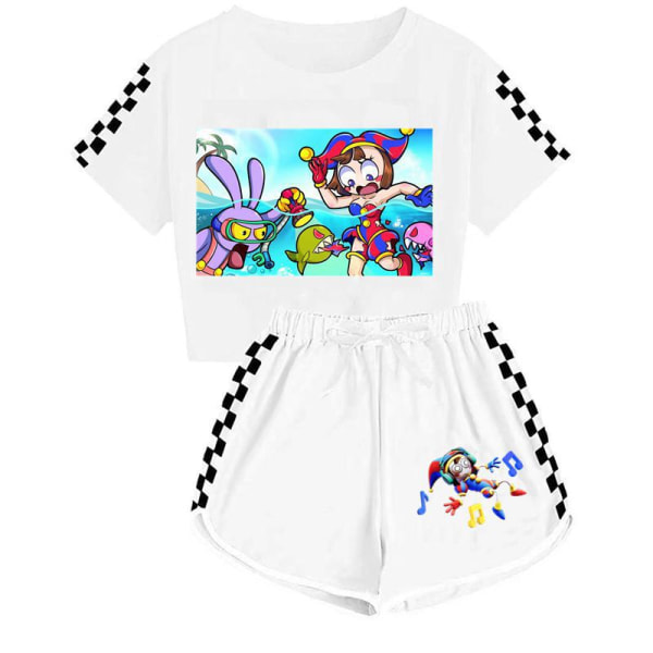 Magic Numbers Circus T-shirt + shorts sportspyjamas til drenge og piger børnesæt Claret 150cm
