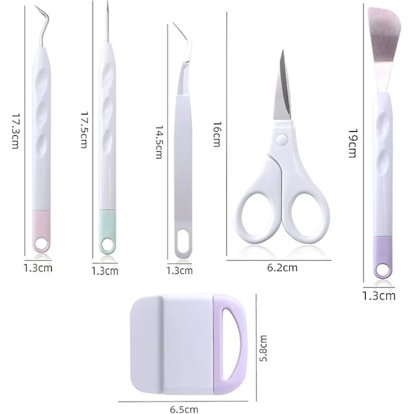 Vinyl Weeding Tools 6 Pcs Basic Craft Weeder Tool Set Cardstock Crafting Tools Kit För Rensning, Silhouette, Htv, Cameos, Bokstäver, Märkning (white6p