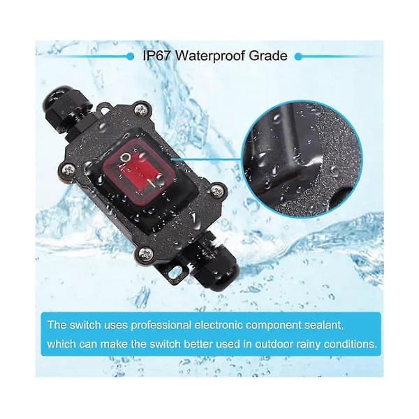 IP67 Vandtæt Inline Switch 12V DC 20A Høj Strøm Vandafvisende Switch
