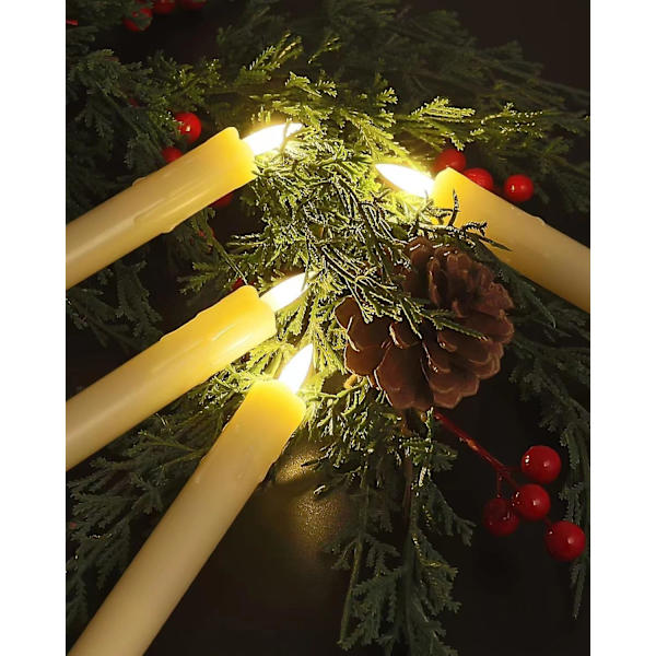 6 kpl liekittömiä kartio-kynttilöitä kaukosäätimellä, 25 cm LED-kynttilänjalat lepattavalla liekillä, tippumattomat ikkunakynttilät joulukoristeeksi paristoilla