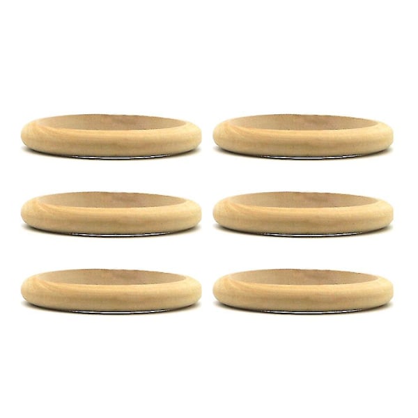 6 stk. Ubehandlet Naturlig Ubehandlet Fladt Træ 68mm(2.68\") Rund Armbånd Juni 6.15 1