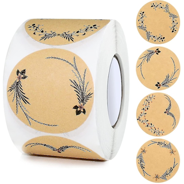 500 Pieces Kraft Paper Stickers, Self-adhesive Labels 5 Cm, Jam Jar Stickers