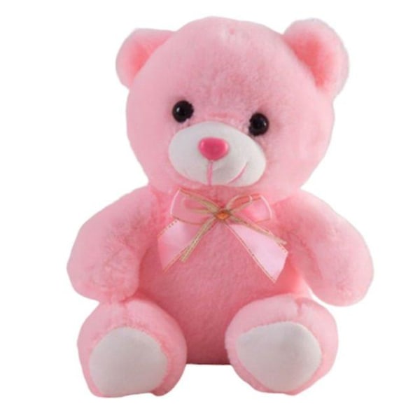 22cm Light Up Led Rosa Glödande Bear Glitter Teddy Plysch Doll Toy