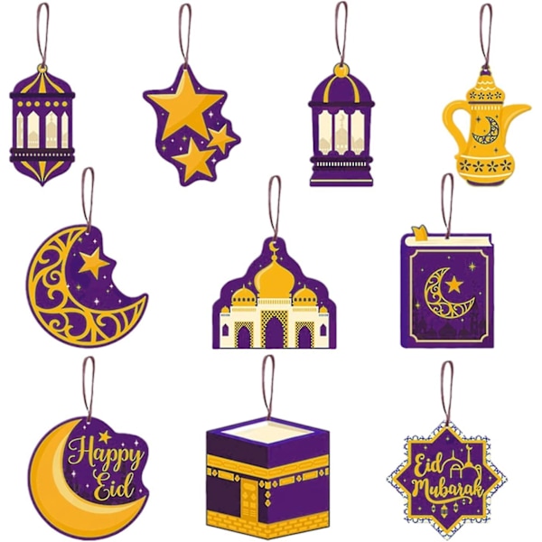 30 st Ramadan-prydnader Eid Mubarak Hängande Prydnader Ramadan Mubarak Eid-fest Måne Stjärna Väggdekorationer Eid-festtillbehör 30pcs purple