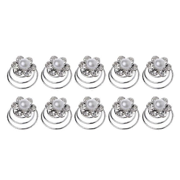 10 st Bröllopspärlor Blomma Hårsnålar Virvel Spiraler Twist Tiara Hår Smycken b