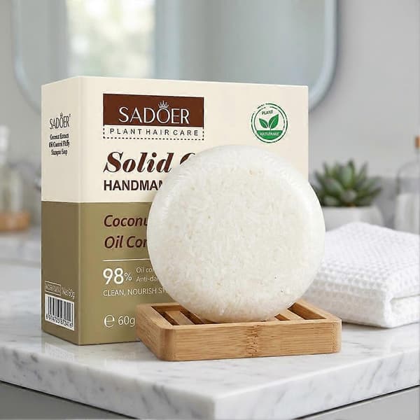 SADOER Kokosnøtt Fast Sjampobar - Oljekontroll, 60g, Dyprensende