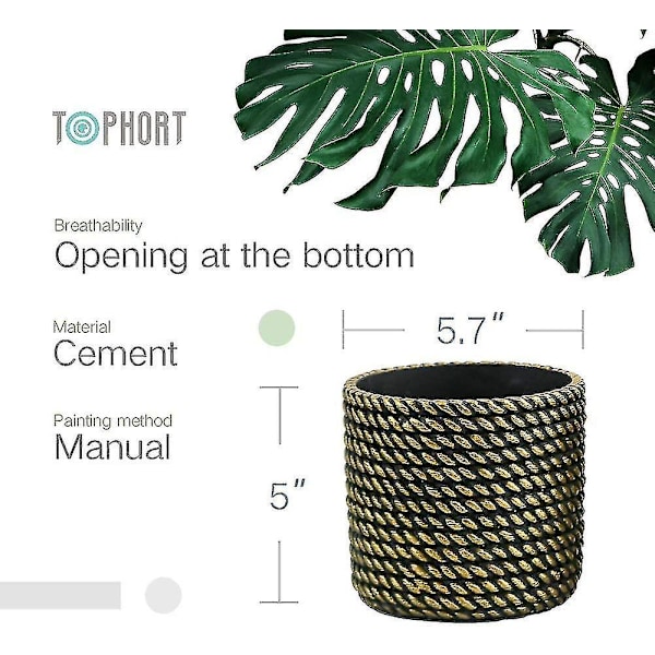 2024 Blomsterpotte - 4,7\" Sementopp med dreneringshull Moderne dekorative for innendørs plantepotter 6.15. juni