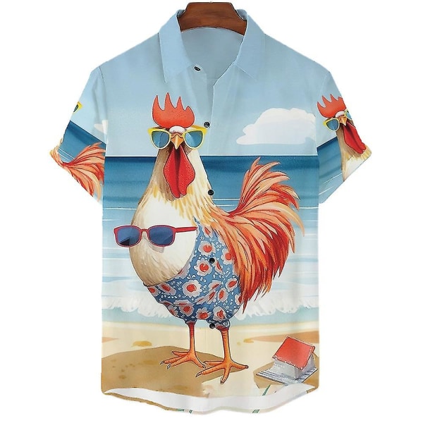Chicken Hawaiian Shirt Tropic 3d Printed Paidat Miesten Naisten Rantapusero Miesten Ammatti Paidat Unisex Camisas ASF5E2311162 2XL