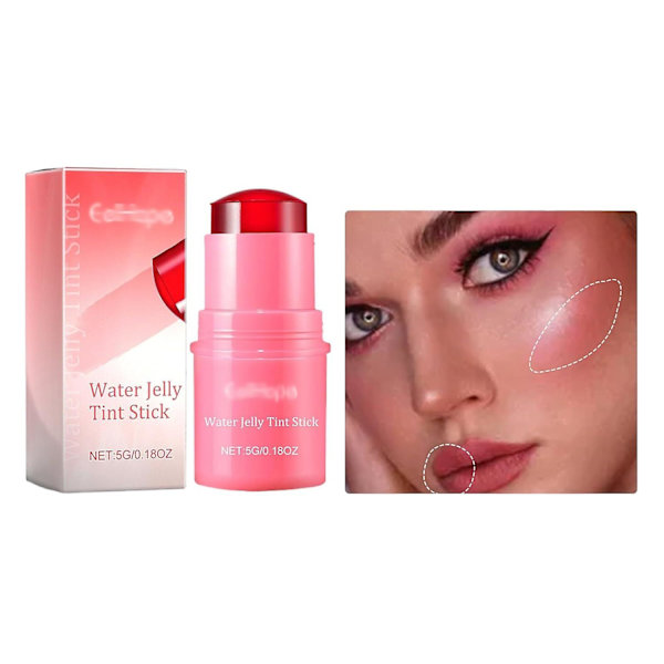 Milk Water Jelly Lip Tint, Water Jelly Tint Stick Läppstift, 2024 Nytt Transparent Läpp- & Kindfärg - Uppbyggbar Vattenfärgsfinish Läppglans b