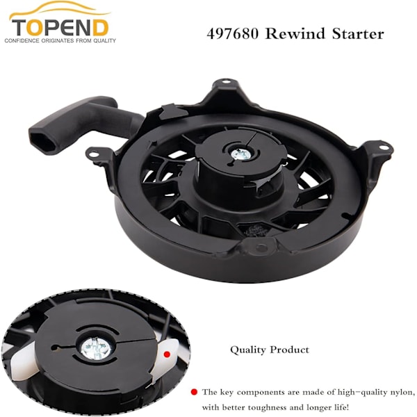 497680 Recoil Starter -kokoonpano | 497680 Rewind Starter | Rewind Recoil Starter yhteensopiva Briggs and Stratton 497680 6.75 moottorin Oregon 31-068 ja