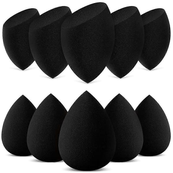 Makeupsvamp, 10 stk. Makeupsvampe Blender Sæt Skønhed Kosmetisk Foundation Blandingsapplikator Puff, Fejlfri til Flydende Creme Puder (Basic Sort)