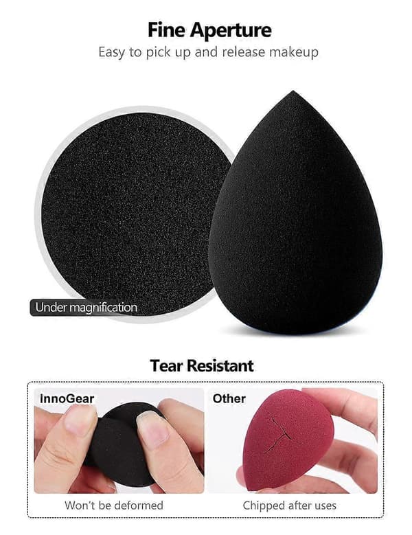 Makeupsvamp, 10 stk. Makeupsvampe Blender Sæt Skønhed Kosmetisk Foundation Blandingsapplikator Puff, Fejlfri til Flydende Creme Puder (Basic Sort)