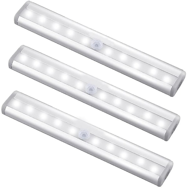 10 LED Bevegelsessensorlys Magnetiske Under-skaplysstripe