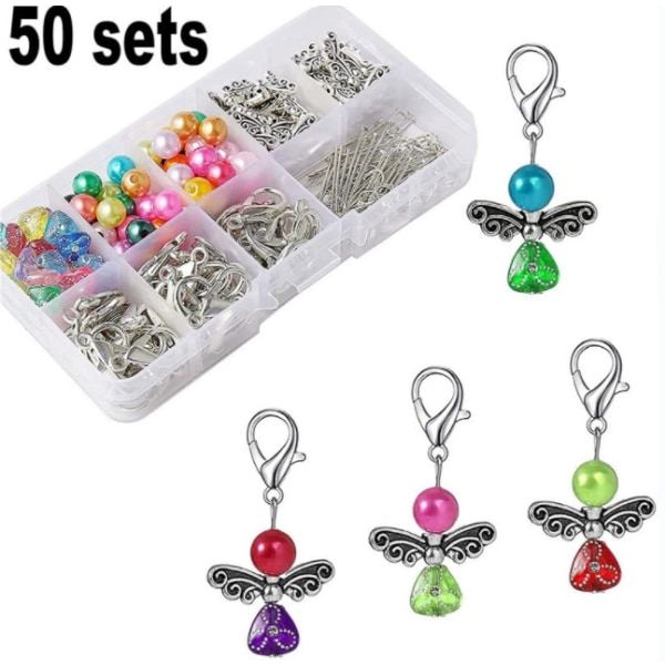 50 st/box Akryl Angel Wing Charm 10 Colors Pearl Beads Hängen