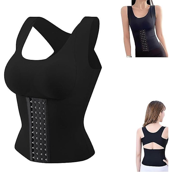 3 i 1 Talje-træner BH, Talje-knappet BH Shapewear, Talje-træner Vest til Kvinder Underbryst Korset Kropsformer black 2xl