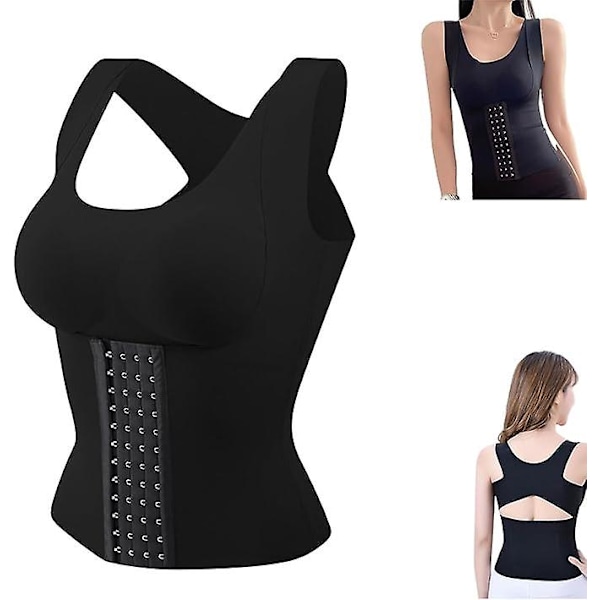 3 i 1 Talje-træner BH, Talje-knappet BH Shapewear, Talje-træner Vest til Kvinder Underbryst Korset Kropsformer black m