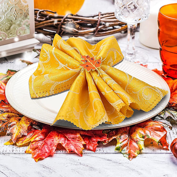 6 stk. oransje lønneblad serviettringer høst Thanksgiving serviettringholder spenne blad serviettring høst gårdsstil metall strass serviettringer for