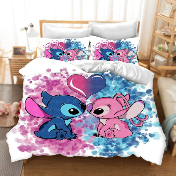 Önska Stitch 3D digitaltryck täcke, lakan, tredelad sängset 30 135*200