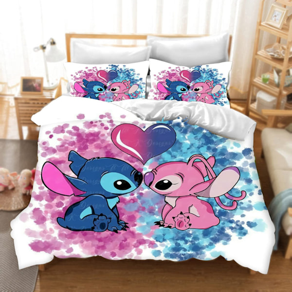 Önska Stitch 3D digitaltryck täcke, lakan, tredelad sängset 30 155*220