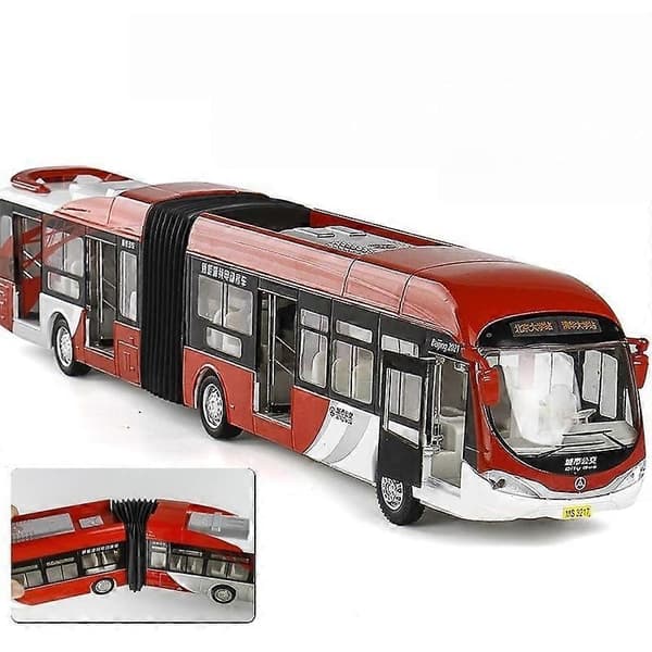 1:32 Articuleret dobbeltdækkerbus legetøjsbil Diecast busmodel Træk tilbage Døre kan åbnes Lyd & Lys Samlerobjekt Gave til drenge