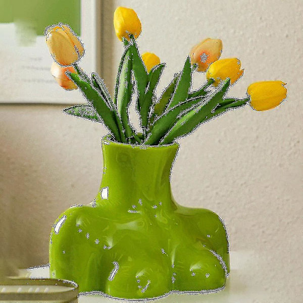 Keramisk blomsterarrangemang Dekoration Ljus byst kroppskonst Vas Vit_ ZD W