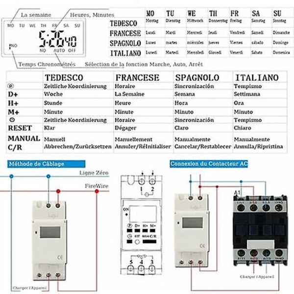 Elektronisk timer, digital programmerbar timerbryter Ukentlige daglige programmer med stor LCD-skjerm for 35 mm DIN-skinner i (220V) ZD B2
