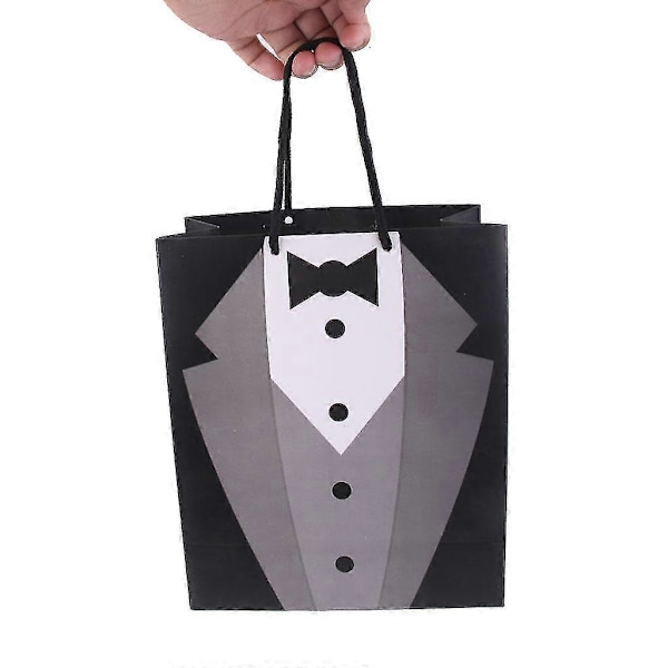 10xfashion Papir Tuxedo Handleposer Gavepose til Bryllup Svart