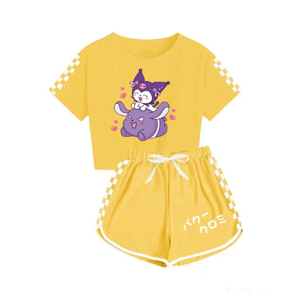 Kuromi pojkar och flickor T-shirt shorts printed sport kostym yellow 120cm