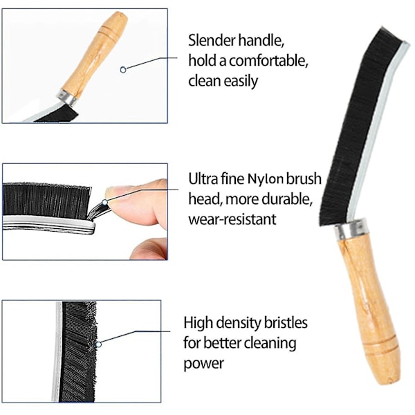 Groove Cleaning Brush, puinen kahva kylpyhuoneen puhdistusharja, pieni ikkunan raon puhdistustyökalu, yksityiskohtien puhdistusharja keittiön kylpyhuoneen laatoille 6.15 black