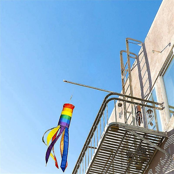 Regnbågsvindtubflagga Regnbågsvindpåseflagga Utomhusgård Flagga 2st FF YH zd