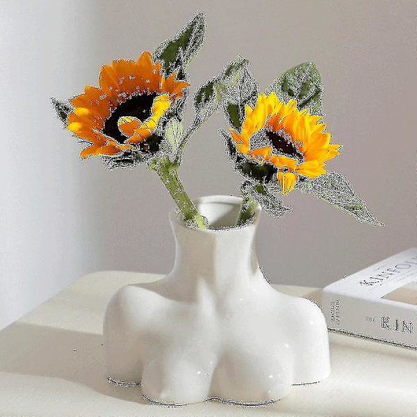 Keramisk blomsterarrangemang Dekoration Ljus byst kroppskonst Vas Vit_ ZD W
