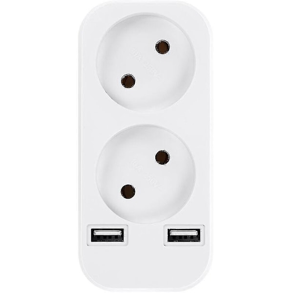 Multi USB-stikkontakt, 4 i 1 stikkontakt USB-oplader med 3 AC-udgang 10A, 2500W og 2 USB-porte, elektrisk stikkontakt ideel til soveværelse hjemmekontor