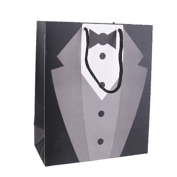 10xfashion Paperi Tuxedo Ostoskassi Häälahjakassi Kahvalla Musta