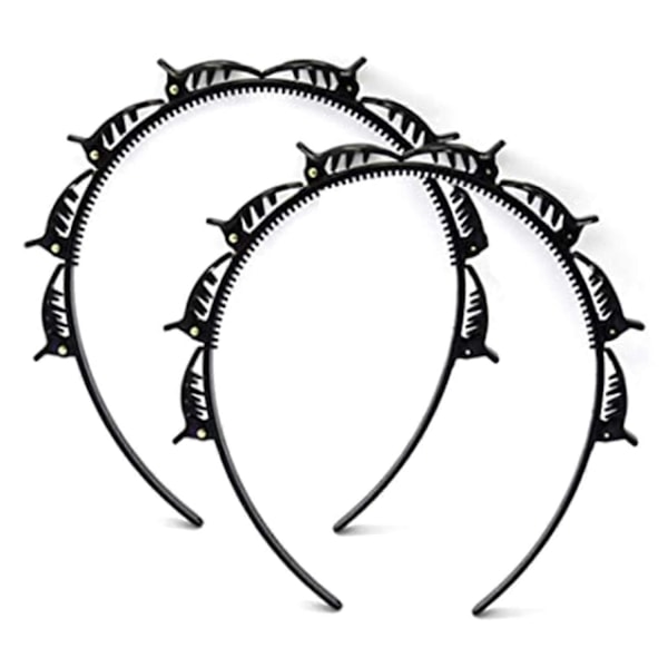 Hairstyle Hairpin, 2 Pcs Hairstyle Aid Headband With Clips,black