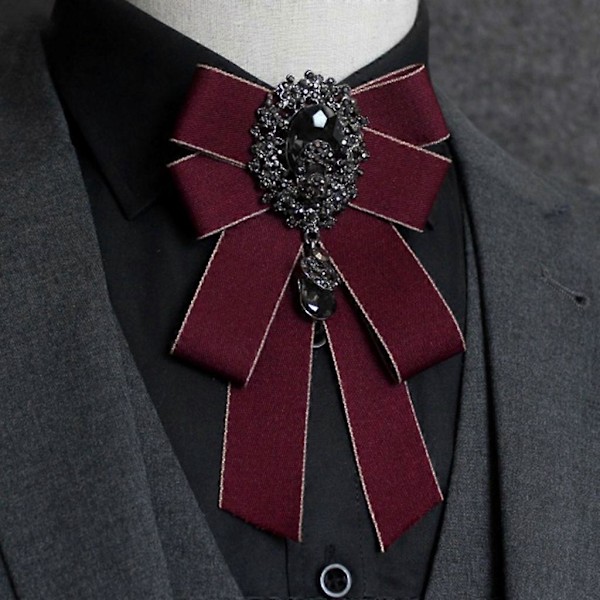 Modeband med rosett, strasskristall, brosch, nål, justerbar fluga för bröllop blue