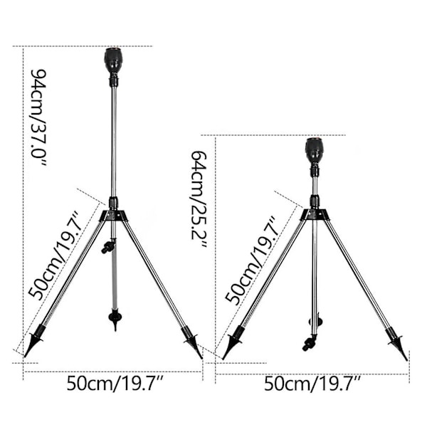 Roterende Tripod Sprinkler i rustfritt stål, vanning Tripod teleskopisk støtte sprinkler automatisk roterende vanningsstativ ZD W