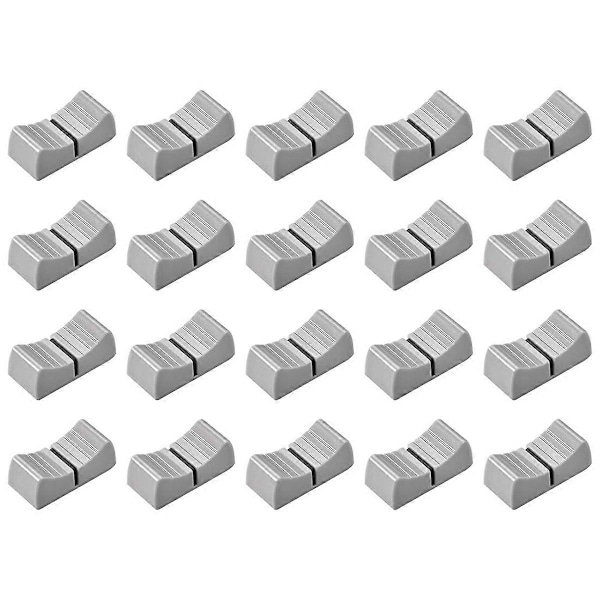 20 stk. 24mmx11mmx10mm Konsol Mixer Glide Fader Knapper Udskiftning til Potentiometer Grå Knob Sort