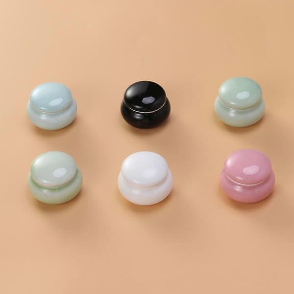 Rouge opbevaringstank keramik til cremer Mini forseglet make-up flaske blå