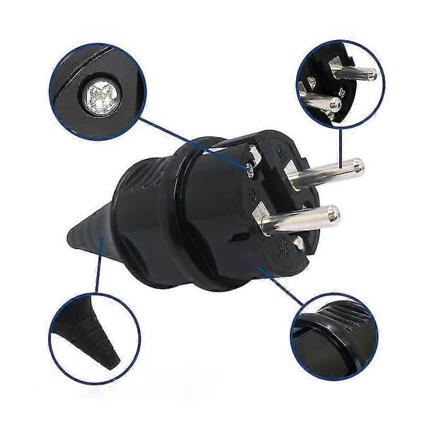 16a ledningsprop - To rundstikprop - Fransk stik - Sort -CHSZ