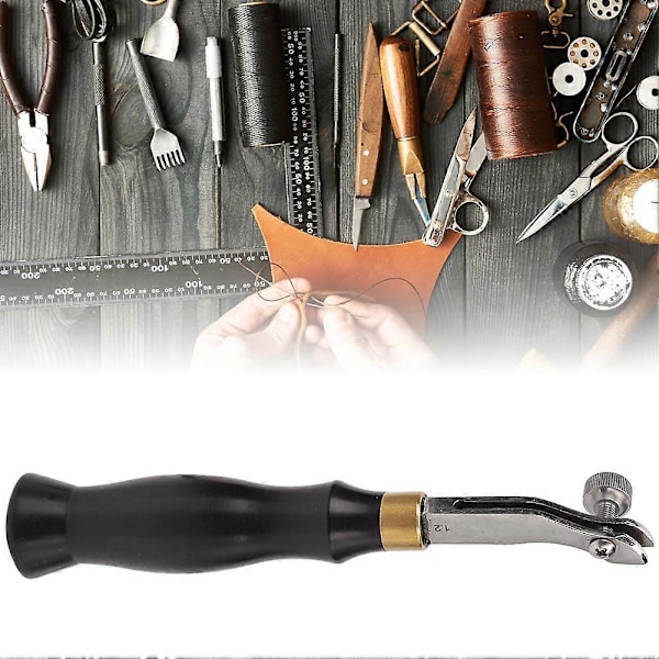 Ebony-kahvainen säädettävä teräksinen reunankohdistaja nahkatöihin, käsikäyttöinen DIY-työkalu (1,2 mm)