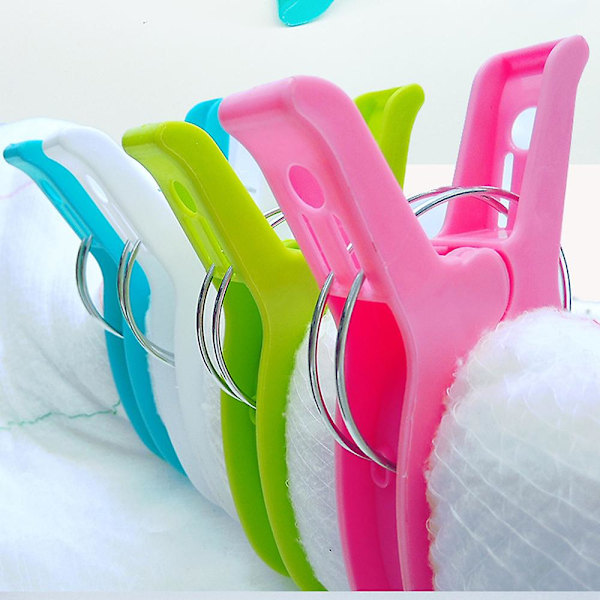 4-pack Stora Färgglada Plast Strandhandduksklämmor Stora Färgglada Plastklämmor