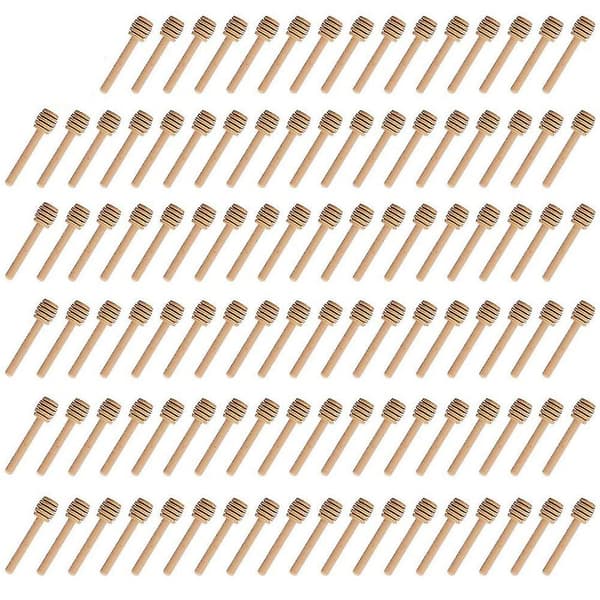 100 stk Honningdyppepinner Tre Honningkakepinner Små Honningsskjeer Rørepinne For Honningkrukke 7,6 cm