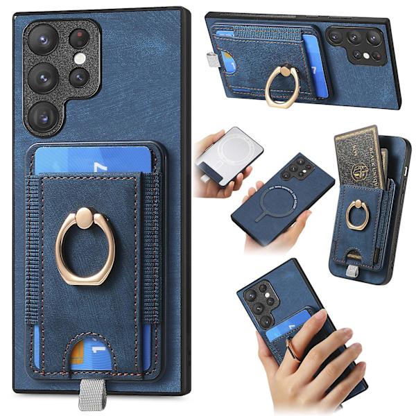 Magneettinen Nahkakotelo Samsung Galaxy S24 Ultralle, Premium-lompakkokotelo Suojaava Kotelo 2-in-1 Irrotettavalla Korttipidikkeellä ja Telineellä blue