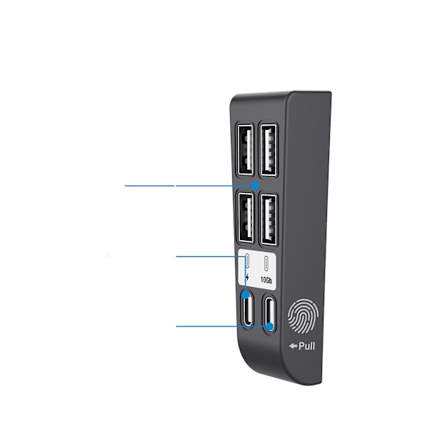 6-ports USB-hub för PS5 Slim-konsol, 6-i-1 USB-förlängare med hög hastighet, expansionsadapterladdare för PS5 Slim-tillbehör black